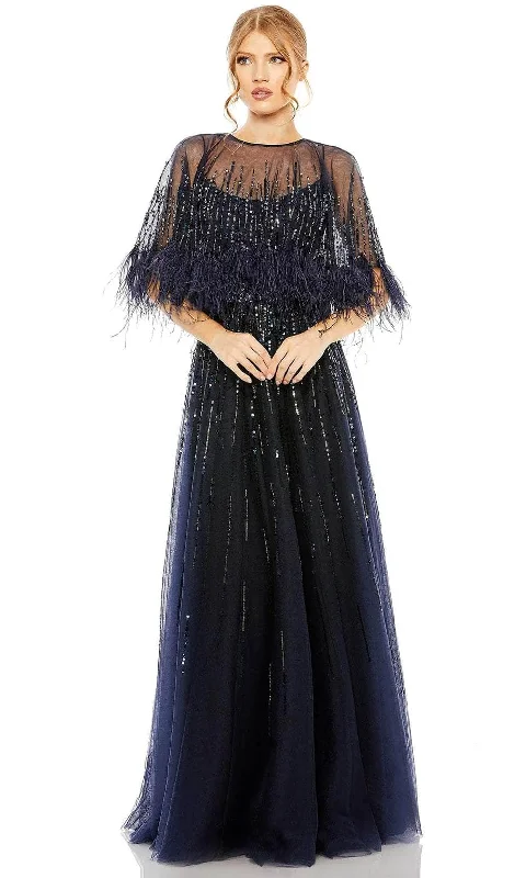 women's floral dressesMac Duggal 42098 - Feather Detail Cape Evening Dress