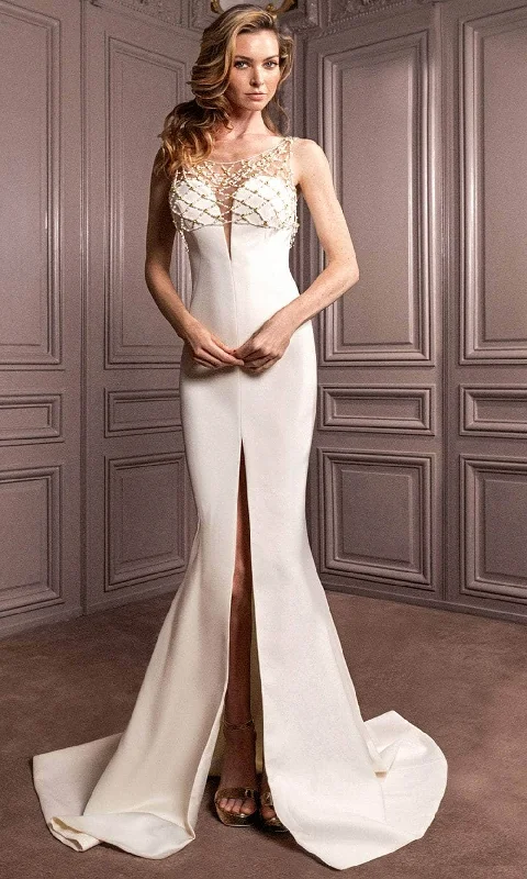 women's sleeveless dressesGatti Nolli Couture GA-6999 - Bead Overlaid Evening Gown