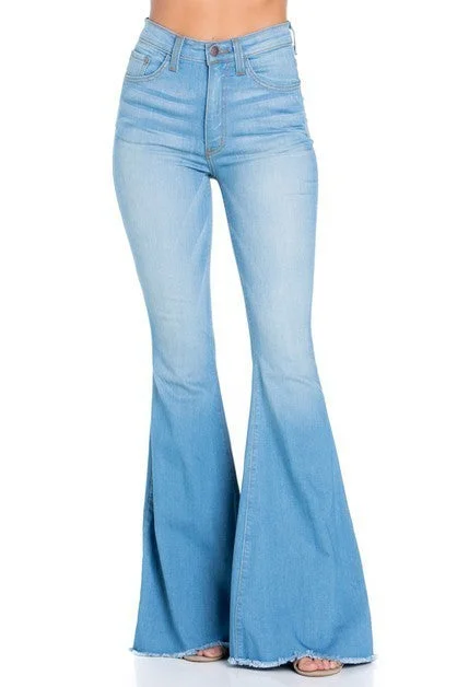 women's denim jeans with spandexLogan Bell Bottom Jean in Light Blue -Inseam 32