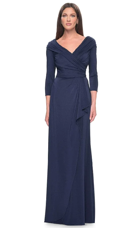 women's lightweight dressesLa Femme 30845 - Ruched Long Sleeve Evening Dress