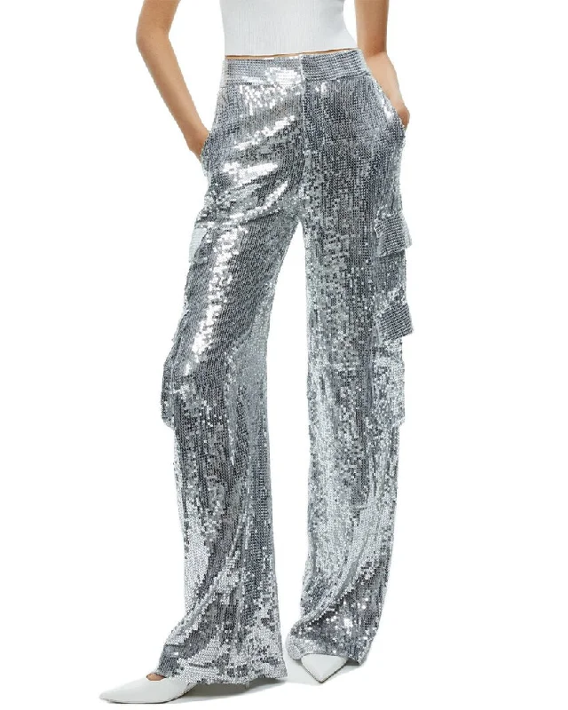 women's sophisticated pantsalice + olivia Hayes Sequin Wide Leg Cargo Pant