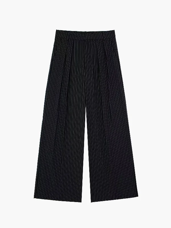 women's maternity pantsBerryBetty - Challenge Accepted Pinstripe Wide Leg Pants