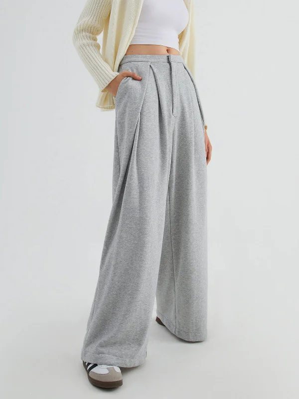 women's summer pantsBerryBetty - Challenge Accepted Pleat Wide Leg Sweatpants