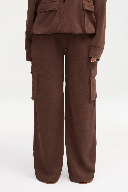 women's lace-up pantsDemi Wide Leg Cargo Pocket Pants - Brown