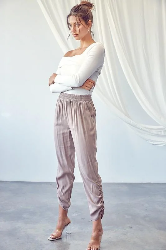 women's bridal pantsLatte Satin Joggers - SALE