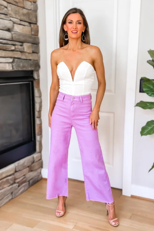 women's patched pantsLila High Rise Wide Leg Lavender Jeans