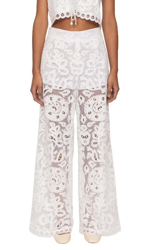 women's formal pantsLovina Embroidery Pant In Cream