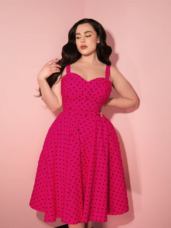 women's stretchy dressesManeater Swing Dress in Hot Pink Polka Dot - Vixen by Micheline Pitt