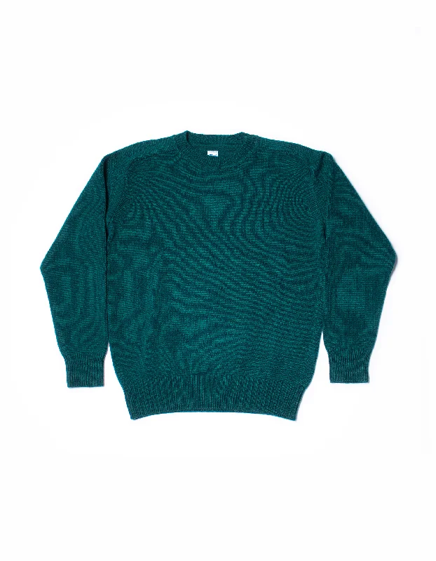 women's wrinkle-resistant dressesWOOL CREW NECK SWEATER - GREEN