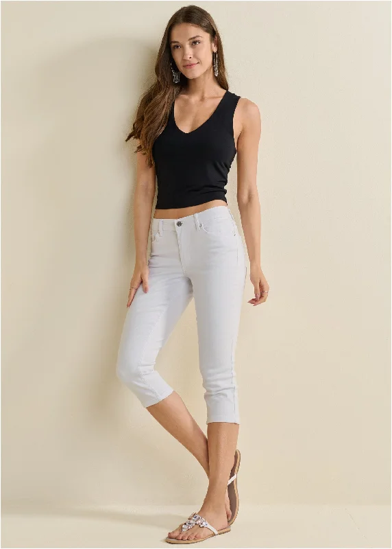 women's versatile dressesCindy Capri Jeans - White