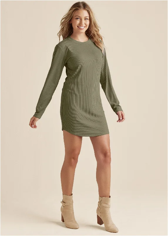 women's everyday dressesRibbed T-Shirt Dress - Olive