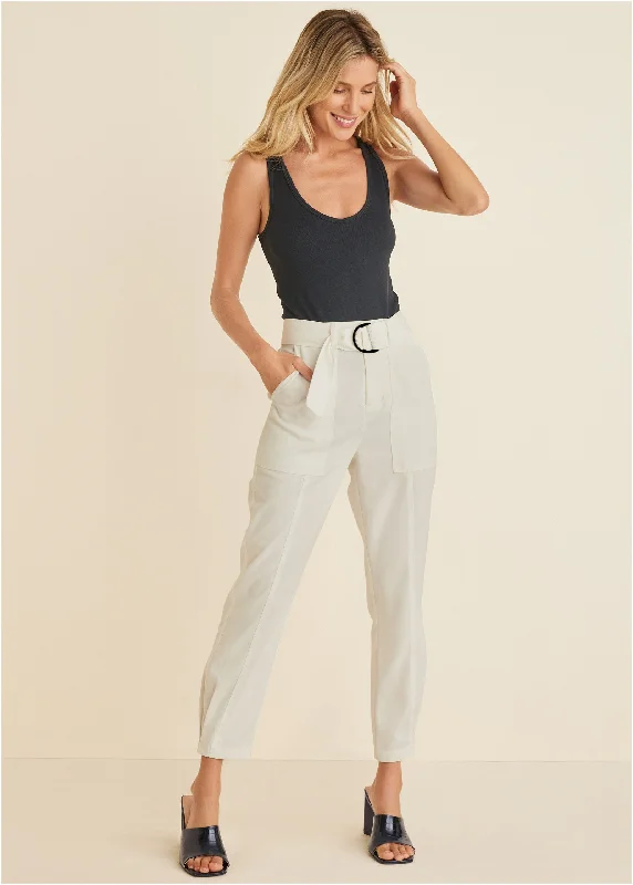 women's flutter-sleeved dressesRelaxed Twill Straight Pant - Cream