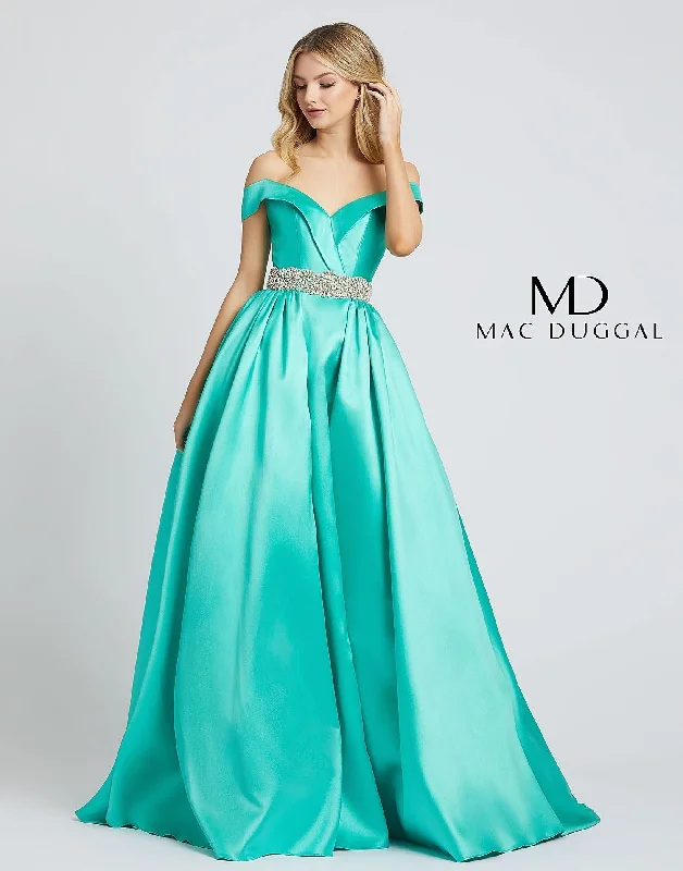 women's party dressesMac Duggal 66717 Prom Long Off Shoulder Ball Gown