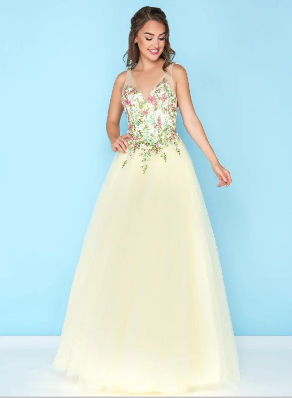 women's floral dressesMac Duggal 50442 Prom Long Sleeveless Ball Gown