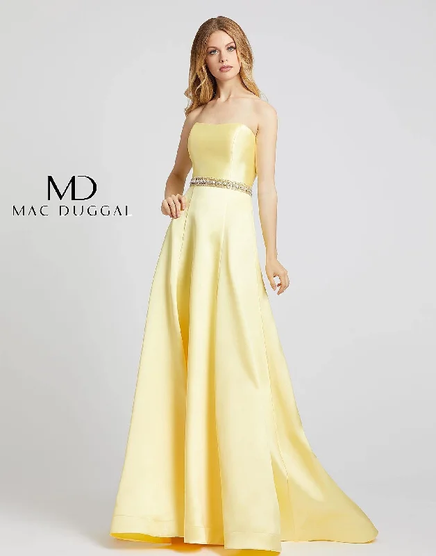 women's cold-shoulder dressesMac Duggal 67687 Prom Strapless Satin Long Dress