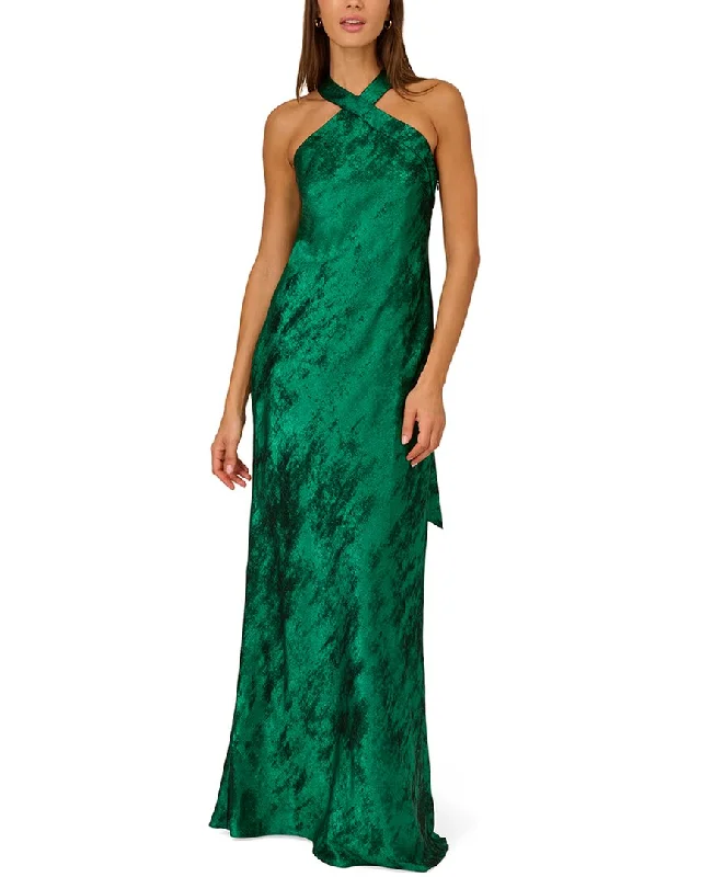 women's cold-shoulder dressesAidan Mattox Halter Mermaid Gown