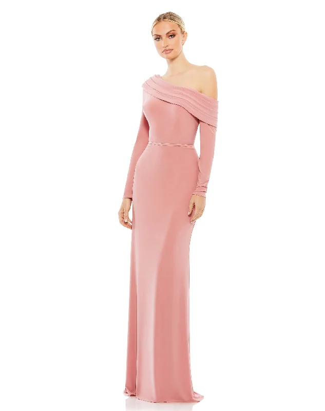 women's tall dressesDrop Shoulder Long Sleeve Column Gown