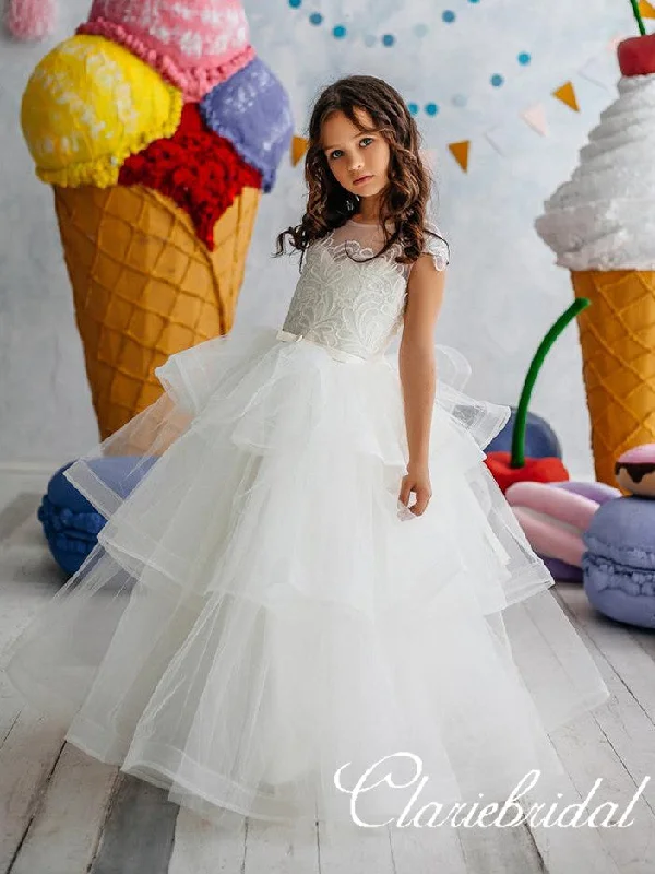 women's hourglass figure dressesLovely Lace Top Ball Gown Tulle Flower Girl Dresses