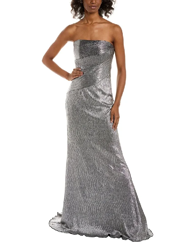 women's body-skimming dressesRene Ruiz Strapless Metallic Knit Gown